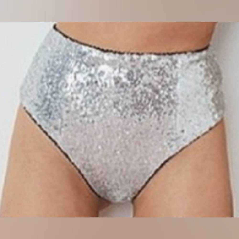 For Love And Lemons Silver Sequin Panties